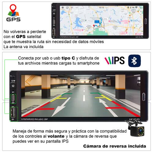 AUTOESTEREO VAK 3558 1 DIN 6.8" ANDROID CARPLAY CAMARA GPS.