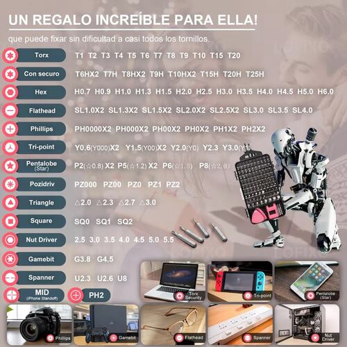 Juego Desarmador Torx Estrella Kit De Desarmadores Celulares Rosa