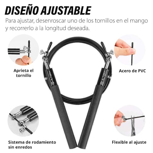 Cuerda para Saltar Aluminio Crossfit Ajustable 3m | Cuerda de Salto Funcional para Crossfit, Fitness, Box.