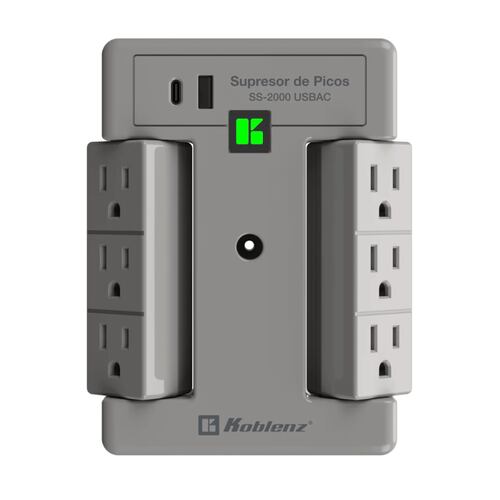Multicontacto supresor picos KOBLENZ giratorios + USB A y C.