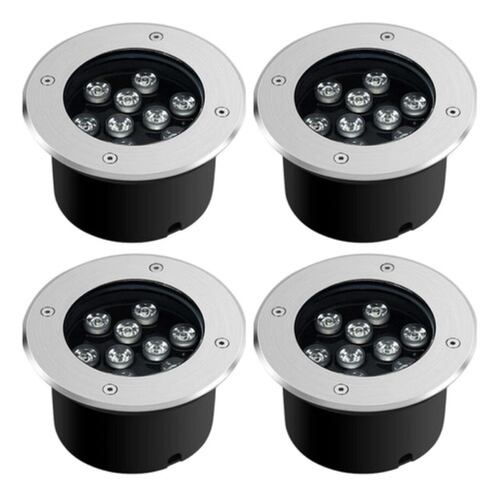 4 Lámpara Empotrada Led 9w Piso Jardín Exterior Impermeable NEGRO Blanco cálido