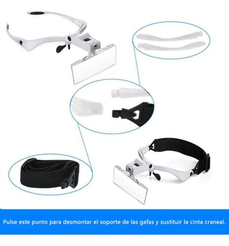 Lentes Lupa Luz Led Para Extensión De Pestañas microblading blanco