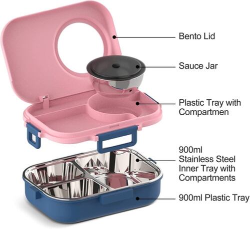 Lonchera Contenedor Termico Almuerzo Niños Acero Inoxidable ROSA