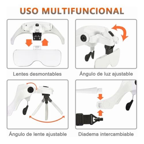 Lentes Lupa Luz Led,pestañas,microblading,dental, Depilación 