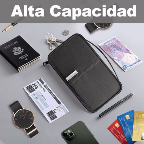Cartera Porta Funda Pasaporte Documentos NEGRO