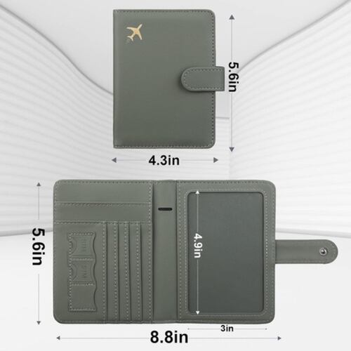 Porta Pasaporte Familiar , Documentos Funda Protectora Viaje VERDE
