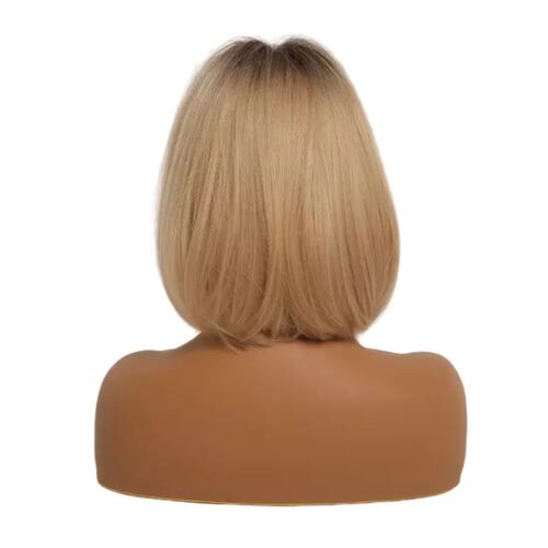 Peluca Para Mujer Rubia Flequillo Natural Bob Recto Cosplay RUBIO