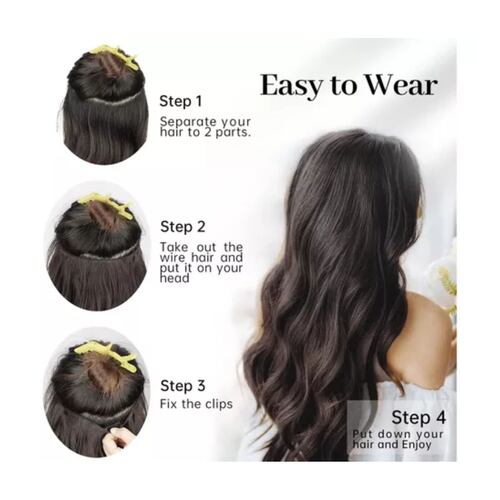 Extensiones De Cabello Cortinas Kanekalon Grapas Marrón negro