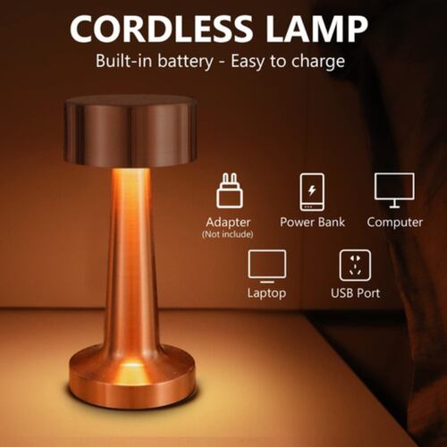 Lámpara De Mesa Control Táctil 3 Modo Usb Led Decoración dorado