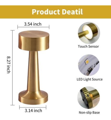 Lámpara De Mesa Control Táctil 3 Modo Usb Led Decoración dorado