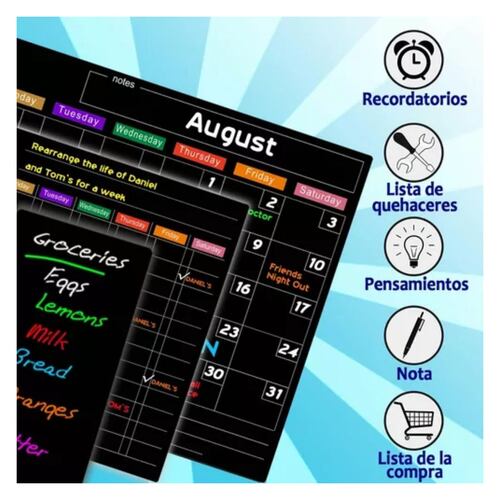 Pizarrón Calendario Magnético Planeador Pizarra Con Marcador NEGRO.