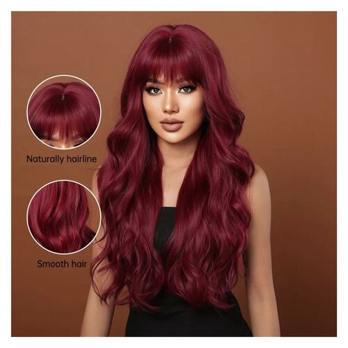 Peluca Naranja Roja Con Flequillo Y Dos Trenzas – Disfraz De Carnaval Y Halloween, Look Glamuroso Para Mujer Y Niña