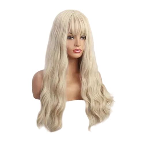 Peluca Sintética Larga Ondulada Rubia Super Clara Para Mujer RUBIA