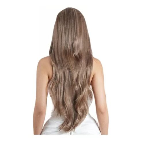 Peluca Larga De Pelo Castaño Liso Natural Con Flequillo Romo RUBIO CLARO