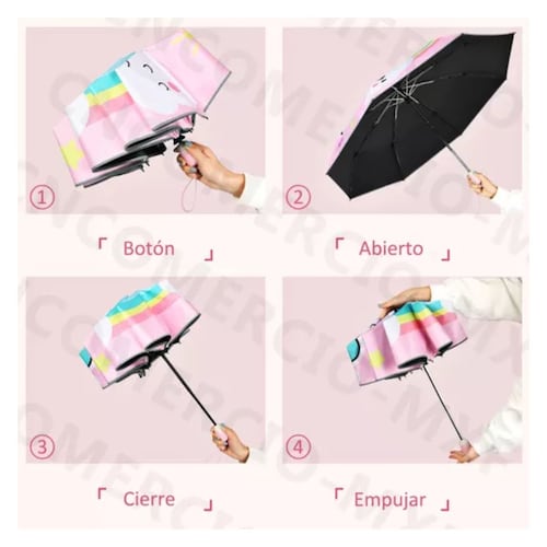 Paraguas Sombrilla Infantil, Automático Para Niño Y Niña Color:6 rosa osos