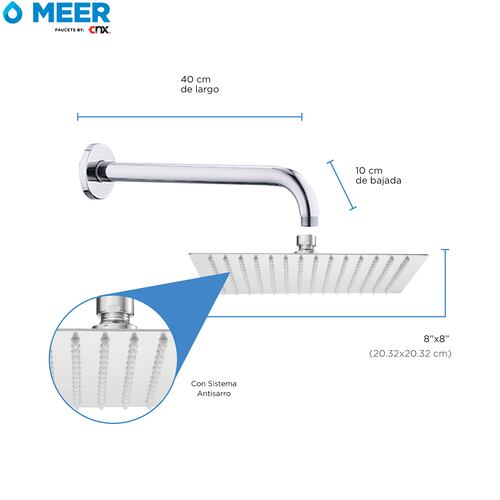 MEER Faucets by CNX | Juego de Regadera de Acero Inoxidable con Mezcladora Monomando y Toallero, Incluye Tubo para Regadera.