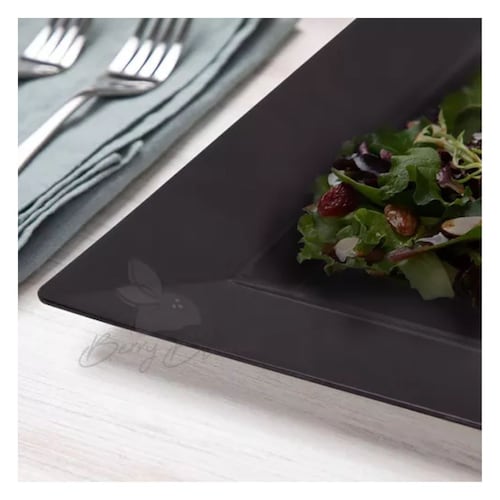 50 Platos Desechables Cuadrados Elegantes, Fiesta, Plástico NEGRO