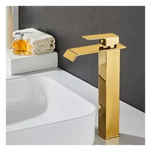 Grifo Mezclador Monomando Para Lavabo De Baño Dorado 30cm dorado