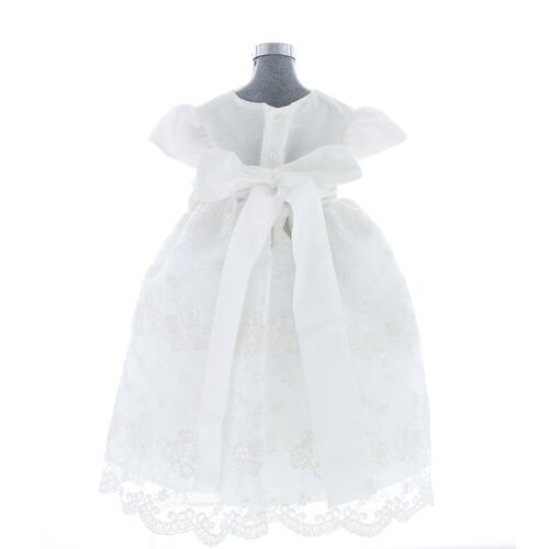 Vestido Para Bautizo Niña color Hueso 3551 0 A 2 Años.