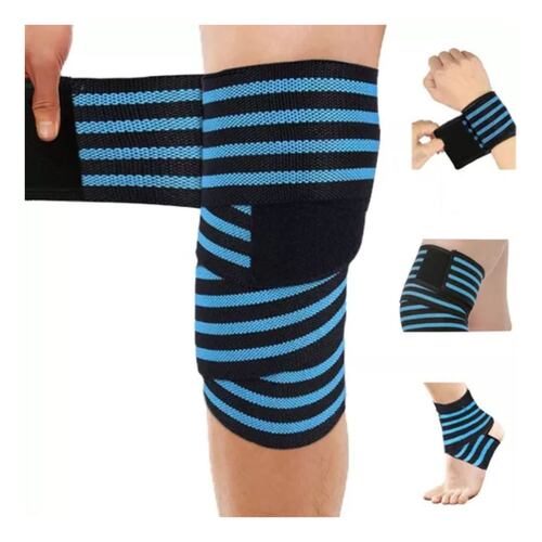 Rodillera Elastica Vendas 1 Par Bandas Deportiva Rodilla Gym azul/negro