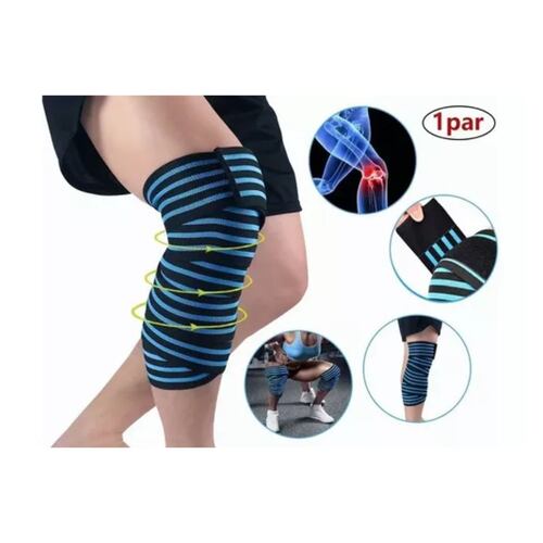 Rodillera Elastica Vendas 1 Par Bandas Deportiva Rodilla Gym azul/negro