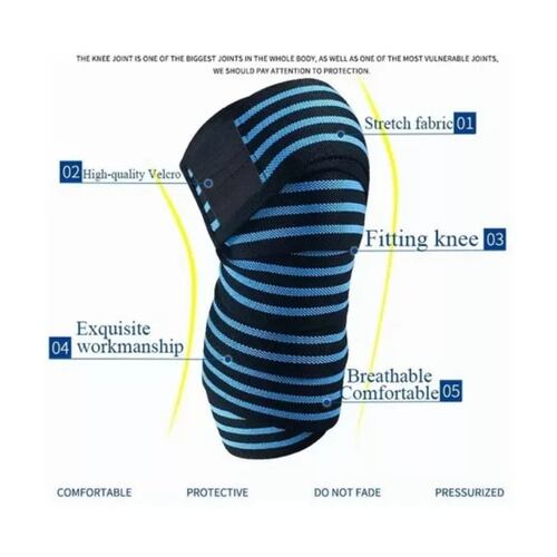 Rodillera Elastica Vendas 1 Par Bandas Deportiva Rodilla Gym azul/negro
