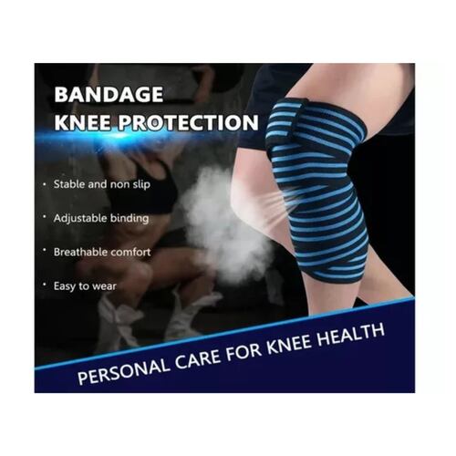 Rodillera Elastica Vendas 1 Par Bandas Deportiva Rodilla Gym azul/negro