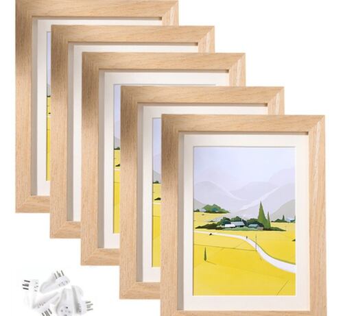 5pcs Fotos Marco, Portaretrato Decoración De Pared O Mesa marron claro