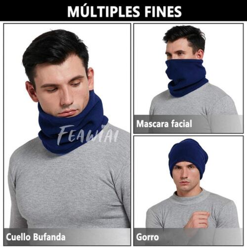 Bufanda Cuello Invierno Frío De Unisex Caballero Termico azul marino