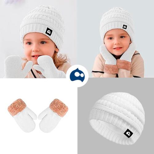 Gorro Bufanda Guante Conjunto Térmico Invierno blanco