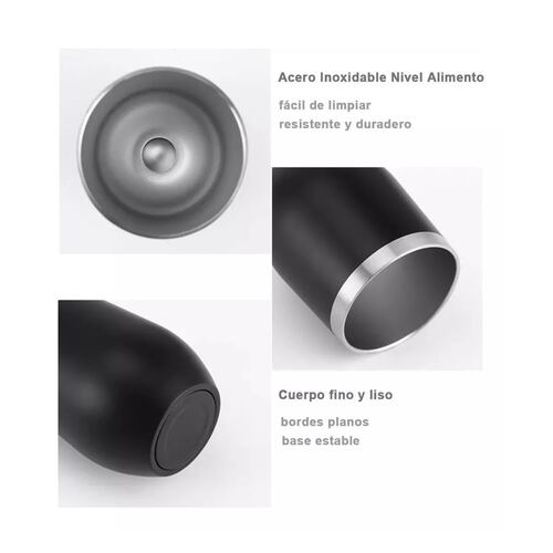 Vaso Térmico Vino/café Acero Inoxidable,12oz Calor/frí 2pz Negro/Blanco