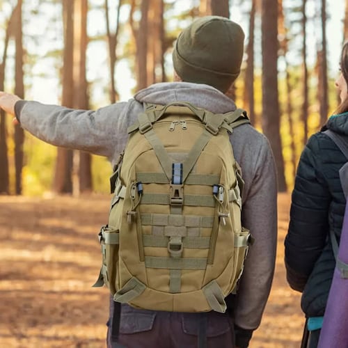 Mochila Tactica De Cámping Impermeable Gran Capacidad 45l Caki