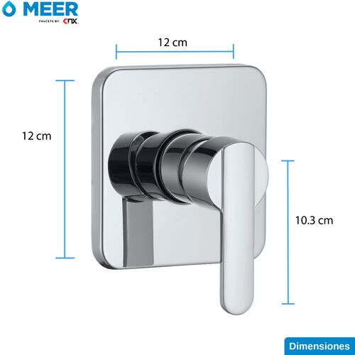 MEER Faucets By CNX Mezcladora para Ducha de Acero Inoxidable, Llave para Regadera de Baño Cuadrada (Satinada).