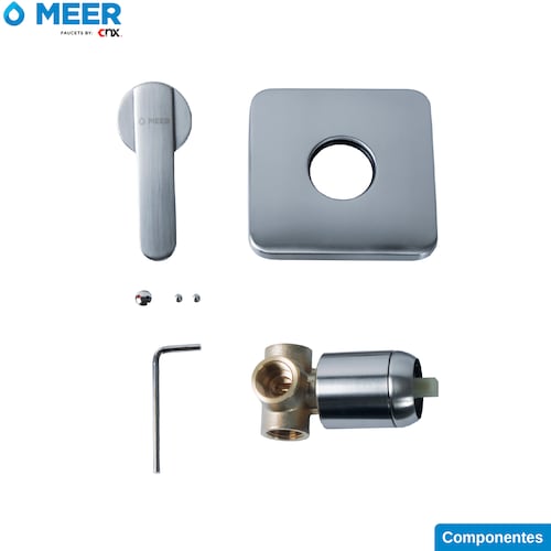 MEER Faucets By CNX Mezcladora para Ducha de Acero Inoxidable, Llave para Regadera de Baño Cuadrada (Satinada).
