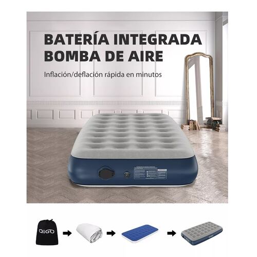 Colchón Inflable Con Bomba Eléctrica B1 Queen Batería B