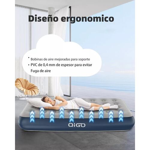Colchón Inflable Con Bomba Eléctrica B1 Queen Batería B