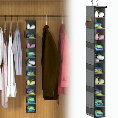 10 Pisos Zapatero Organizador Colgante Para Zapatos Y Ropa NEGRO