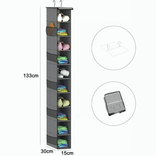 10 Pisos Zapatero Organizador Colgante Para Zapatos Y Ropa NEGRO