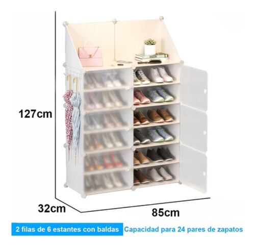 7 Capa Zapatera Mueble Organizador Ropa Caja Armable Estante blanco