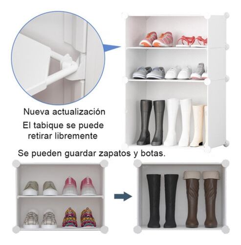 7 Capa Zapatera Mueble Organizador Ropa Caja Armable Estante blanco
