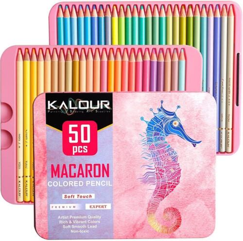 Set 50 Lápices Dibujo Colores Y Estuche Profesional Artista ROSA
