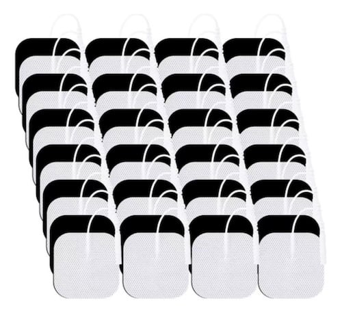 50 Electrodos Parches Para Electroestimulador Tens Ems 5x5cm NEGRO/BLANCO