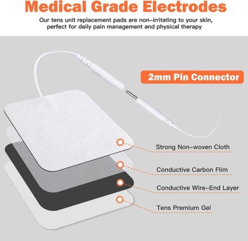 50 Electrodos Parches Para Electroestimulador Tens Ems 5x5cm NEGRO/BLANCO