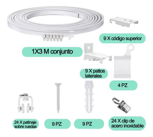 Silenciosos Riel De Cortina De Techo Flexible Montaje Curvo NEGRO