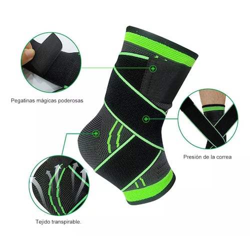 Set 4pzs Tobillera Deportiva Anti-esguince Soportes Lesión Gym M Verde