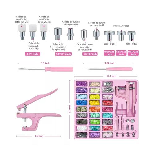 Pinza Kam Botón Presión Broche T5 27 Colores 300 Juegos
