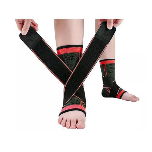 Tobillera Deportiva Compresión, Doble Soporte Rojo XL
