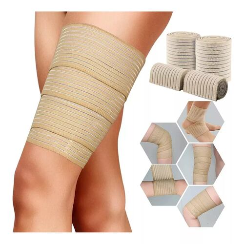 Rodillera Elastica Vendas 2 Par Bandas Deportiva Rodilla Gym Amarillo