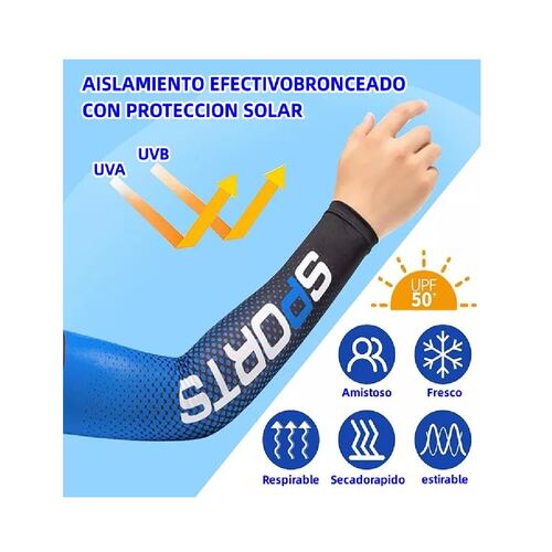 Kit De Seda Hielo Bandana Y Mangas De Protección Uv Unisex Azul