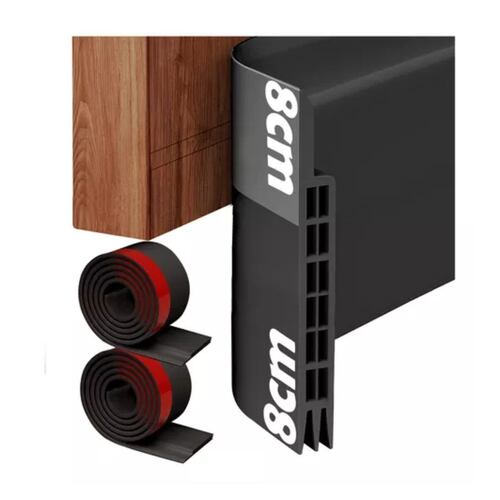 2 Gran Brecha Puerta Burlete Tope Guarda Polvos Para Puertas 8CM NEGRO